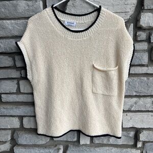 Workshop Republic Clothing Cream and Black Knit Top